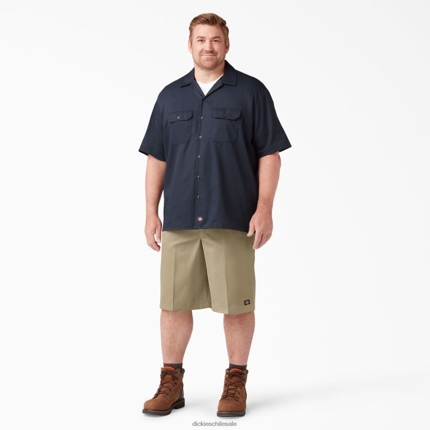 caqui (kh) hombres pantalones cortos de trabajo delanteros planos holgados 13\" Dickies ropa de trabajo X4H0F345