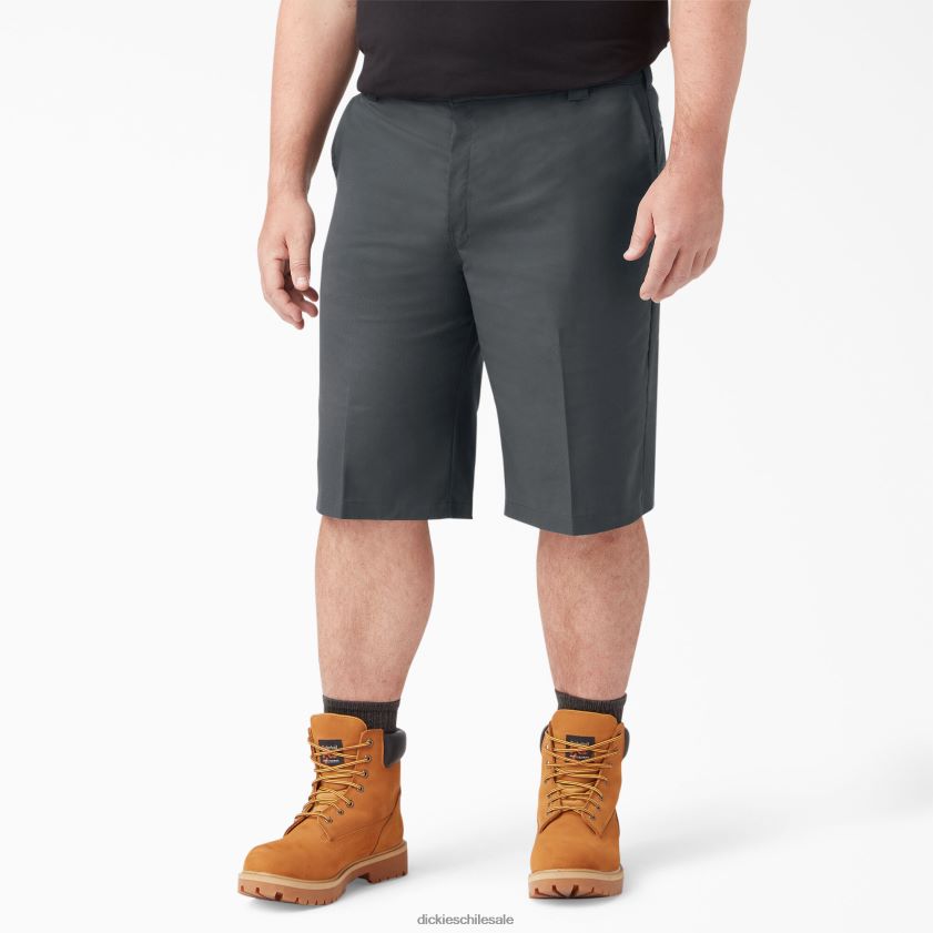 gris carbón (ch) hombres shorts de frente plano con cintura activa refrescante 13\" Dickies ropa de trabajo X4H0F399