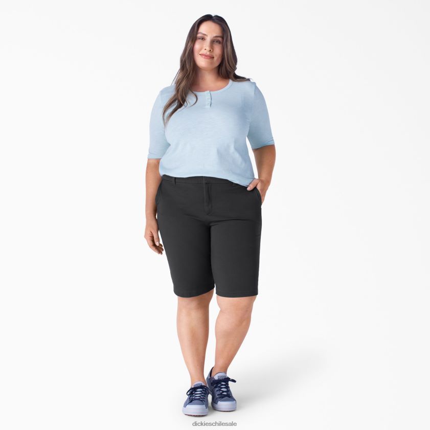 negro enjuagado (rbkx) mujer bermudas de sarga plus perfect shape 11\" Dickies ropa de trabajo X4H0F2250
