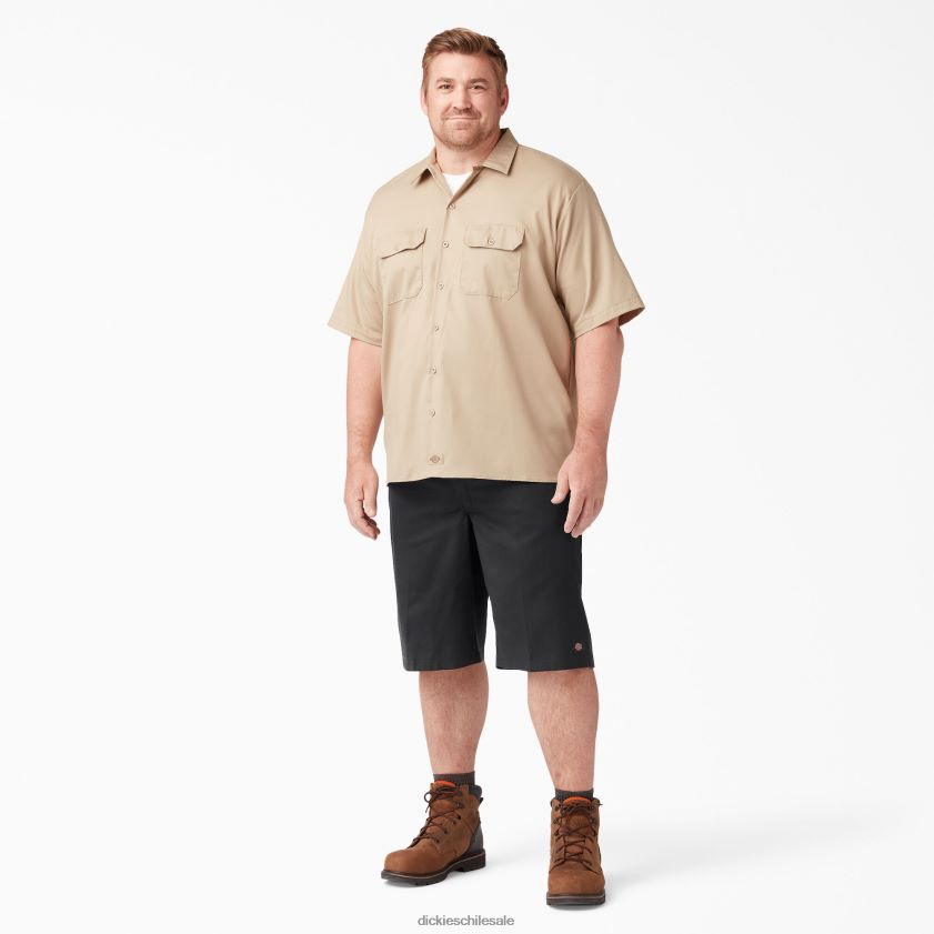 negro (negro) hombres pantalones cortos de trabajo delanteros planos holgados 13\" Dickies ropa de trabajo X4H0F341