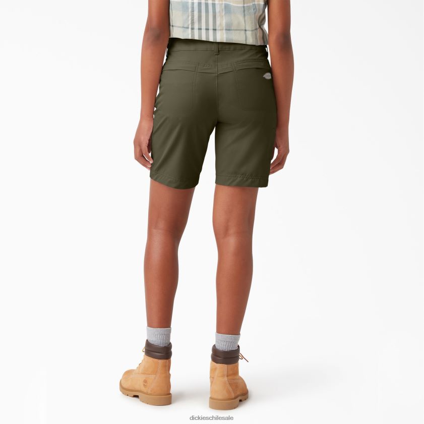 verde militar (ml) mujer pantalones cortos de refrigeración 9\" Dickies ropa de trabajo X4H0F1601