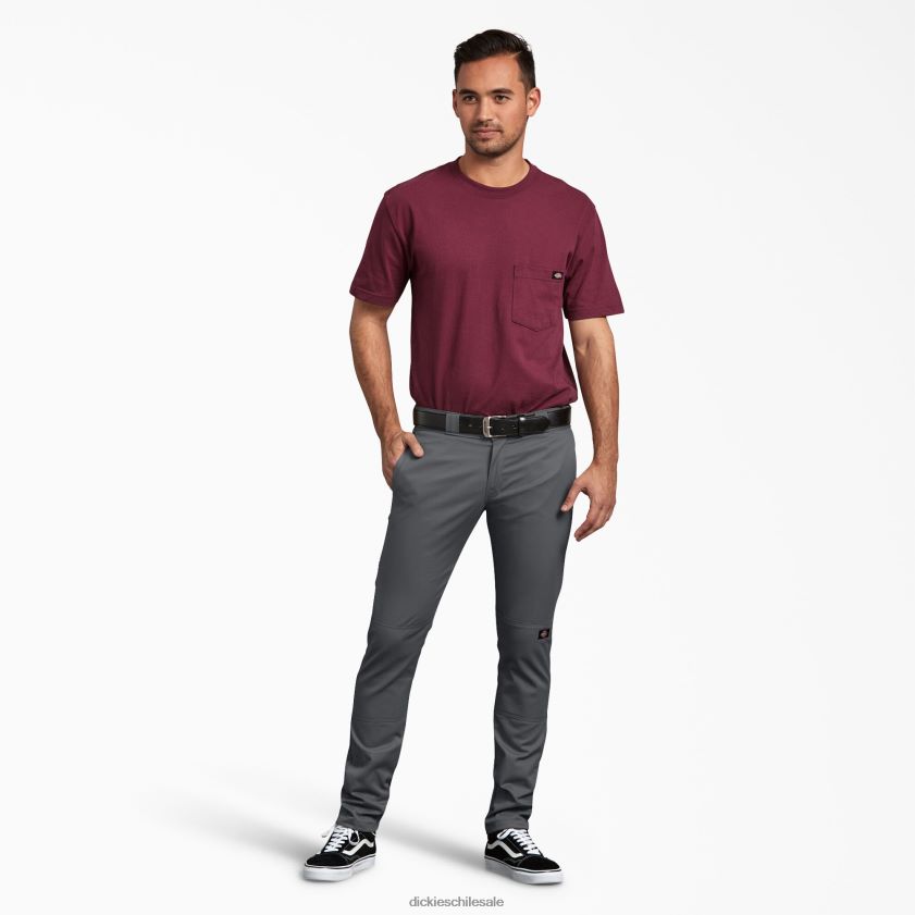 gris carbón (ch) hombres pantalones de trabajo ajustados con doble rodilla Dickies ropa de trabajo X4H0F42