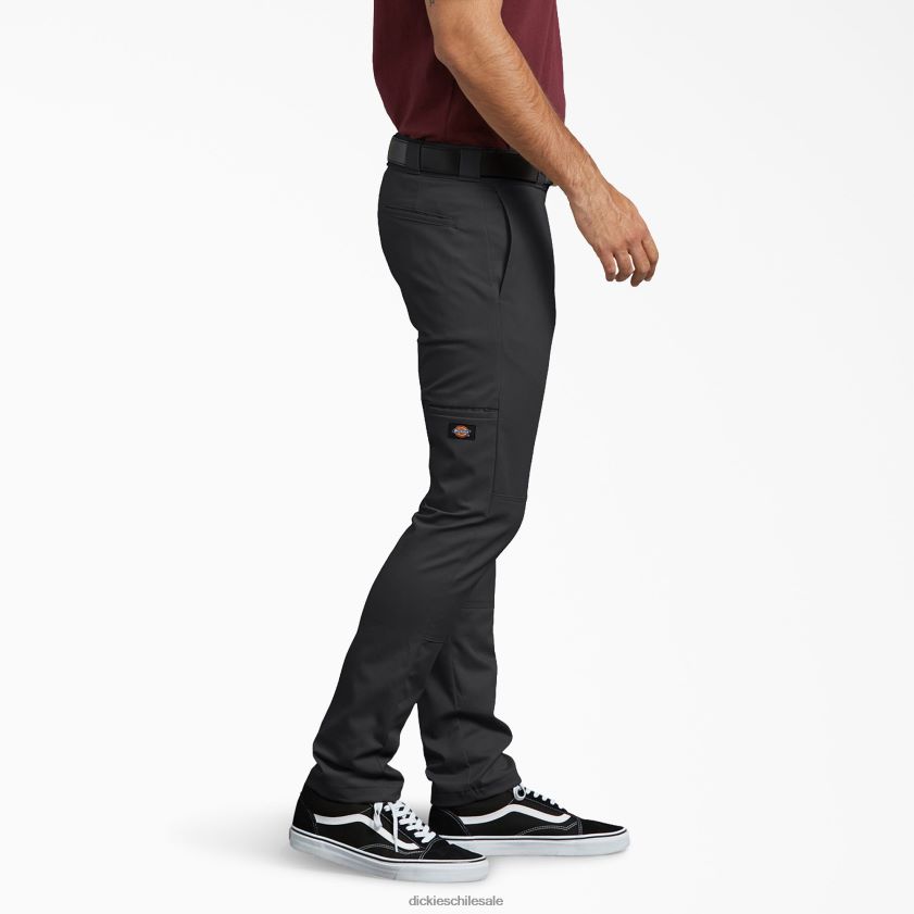 negro (negro) hombres pantalones de trabajo ajustados con doble rodilla Dickies ropa de trabajo X4H0F41