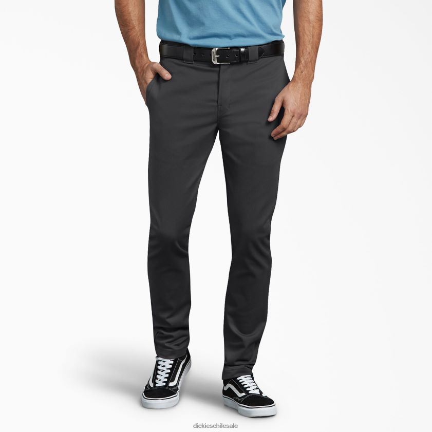 negro (negro) hombres pantalones de trabajo de sarga ajustados con pernera ajustada Dickies ropa de trabajo X4H0F229