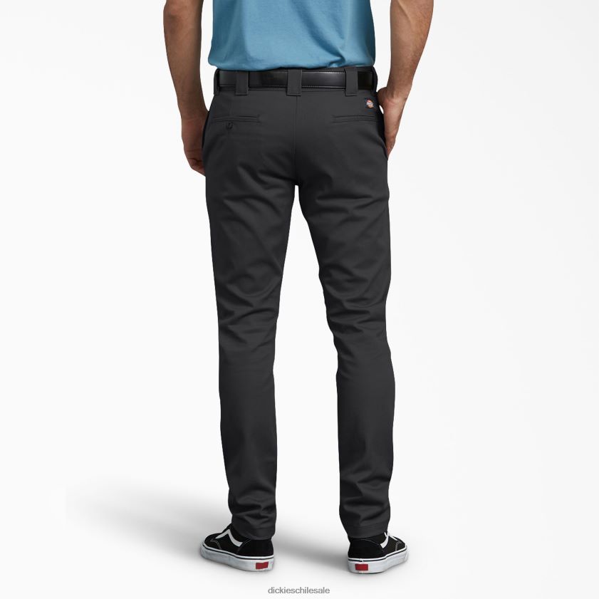 negro (negro) hombres pantalones de trabajo de sarga ajustados con pernera ajustada Dickies ropa de trabajo X4H0F229