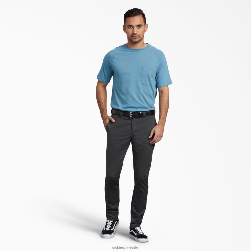 negro (negro) hombres pantalones de trabajo de sarga ajustados con pernera ajustada Dickies ropa de trabajo X4H0F229