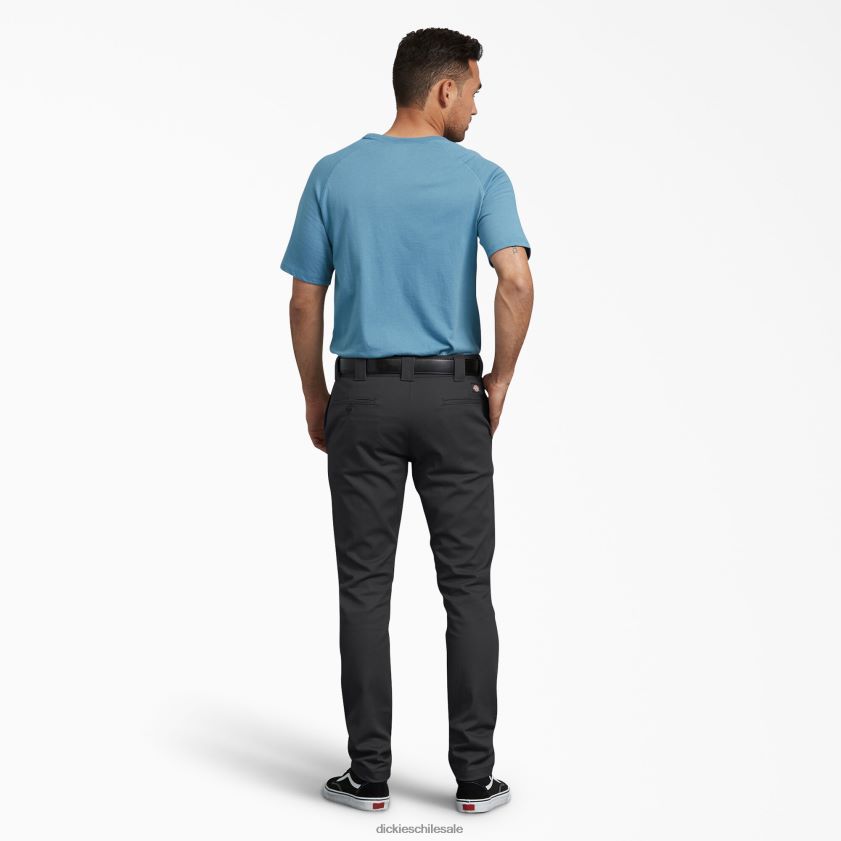 negro (negro) hombres pantalones de trabajo de sarga ajustados con pernera ajustada Dickies ropa de trabajo X4H0F229