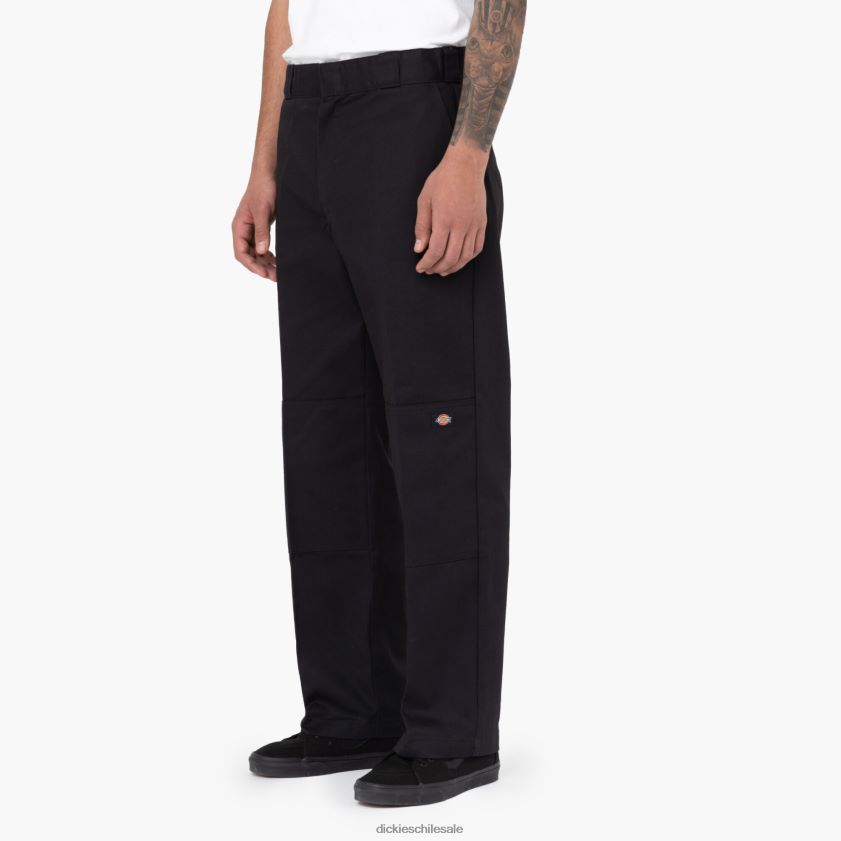 negro (negro) hombres pantalones de trabajo holgados con doble rodilla Dickies ropa de trabajo X4H0F26