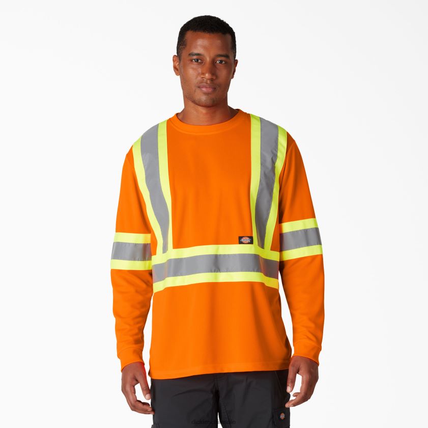 naranja ansi (ao) unisexo camiseta de manga larga de seguridad de alta visibilidad Dickies ropa de trabajo X4H0F1448