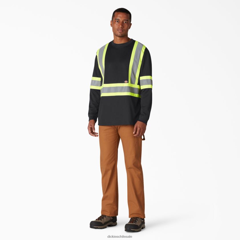 negro (negro) unisexo camiseta de manga larga de seguridad de alta visibilidad Dickies ropa de trabajo X4H0F1450