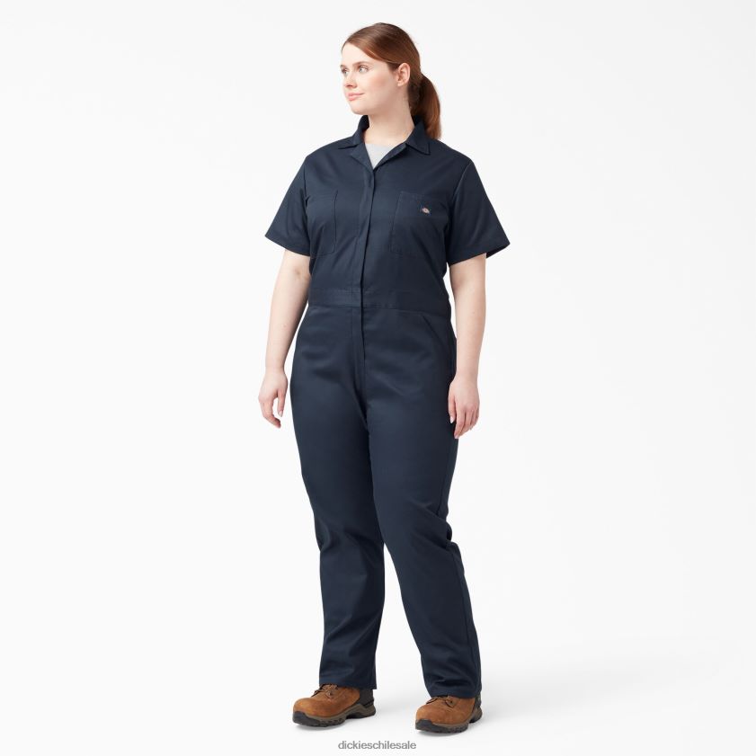 azul marino oscuro (dn) mujer más overoles flexibles de manga corta para refrigeración Dickies ropa de trabajo X4H0F1551
