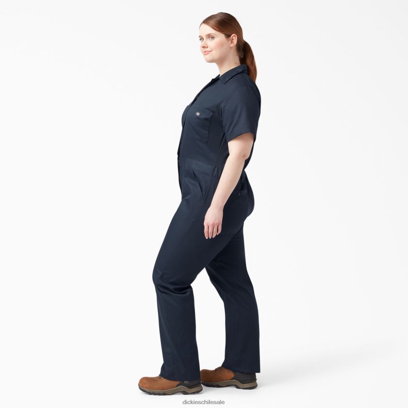 azul marino oscuro (dn) mujer más overoles flexibles de manga corta para refrigeración Dickies ropa de trabajo X4H0F1551