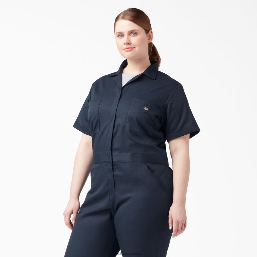 azul marino oscuro (dn) mujer más overoles flexibles de manga corta para refrigeración Dickies ropa de trabajo X4H0F1551