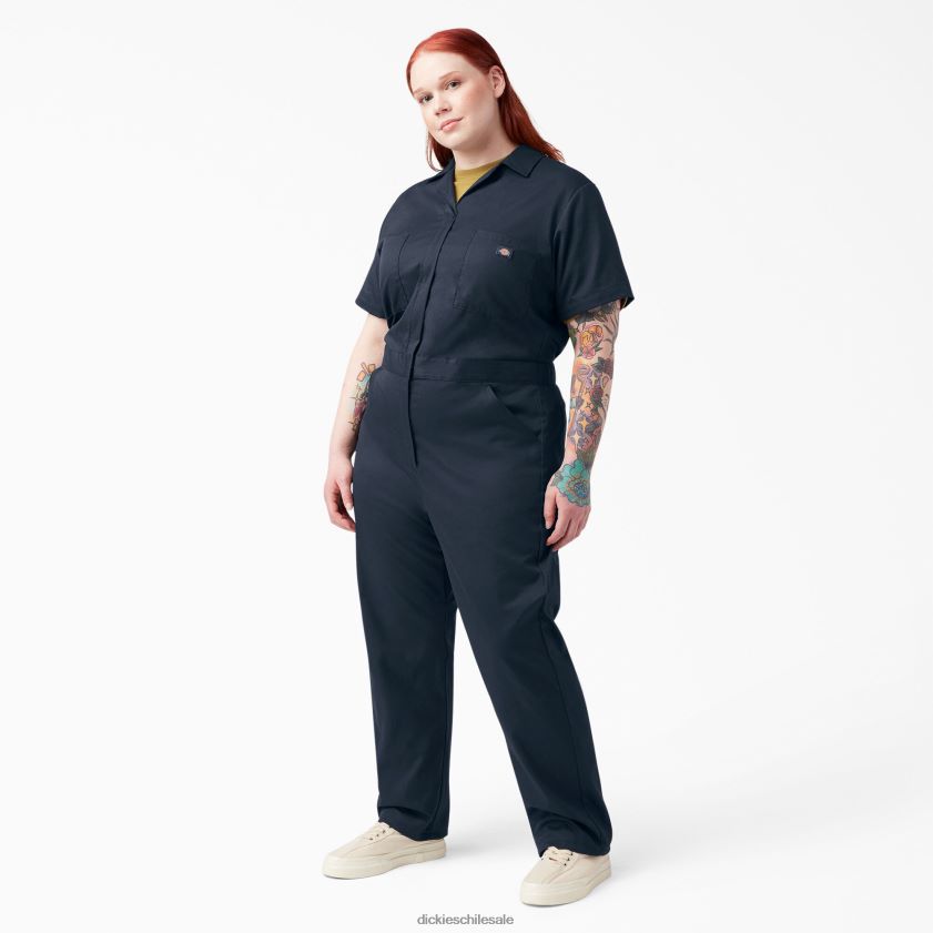 azul marino oscuro (dn) mujer más overoles flexibles de manga corta para refrigeración Dickies ropa de trabajo X4H0F1551