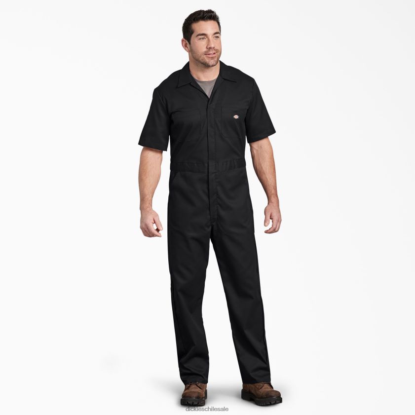 negro (negro) hombres overoles flexibles de manga corta Dickies ropa de trabajo X4H0F1238