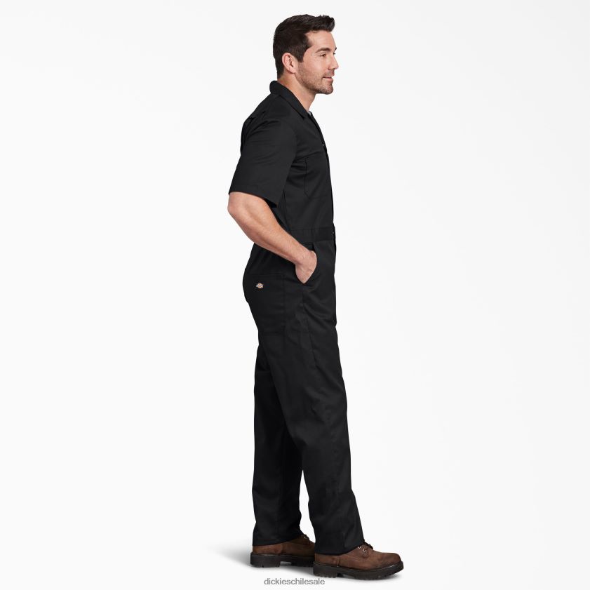 negro (negro) hombres overoles flexibles de manga corta Dickies ropa de trabajo X4H0F1238
