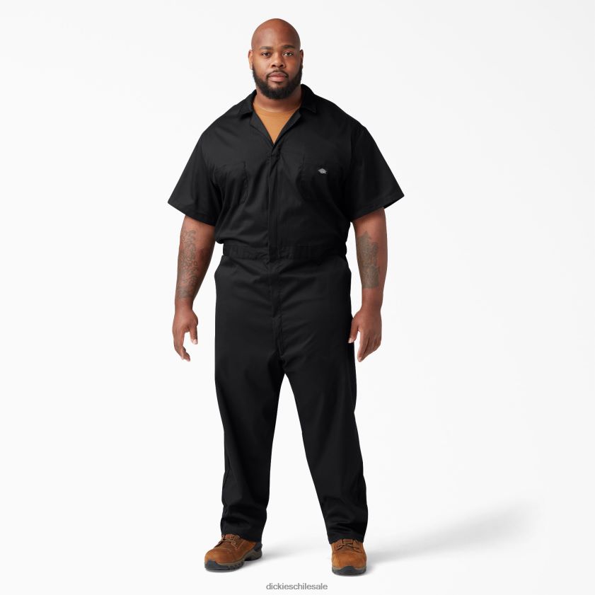 negro (negro) hombres overoles flexibles de manga corta Dickies ropa de trabajo X4H0F1238