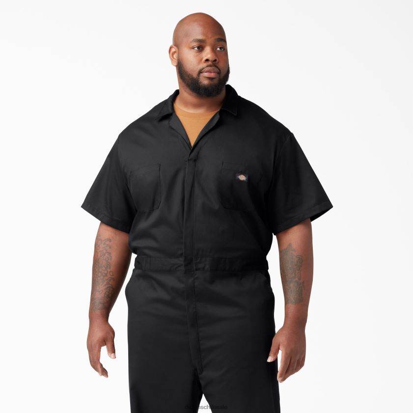 negro (negro) hombres overoles flexibles de manga corta Dickies ropa de trabajo X4H0F1238