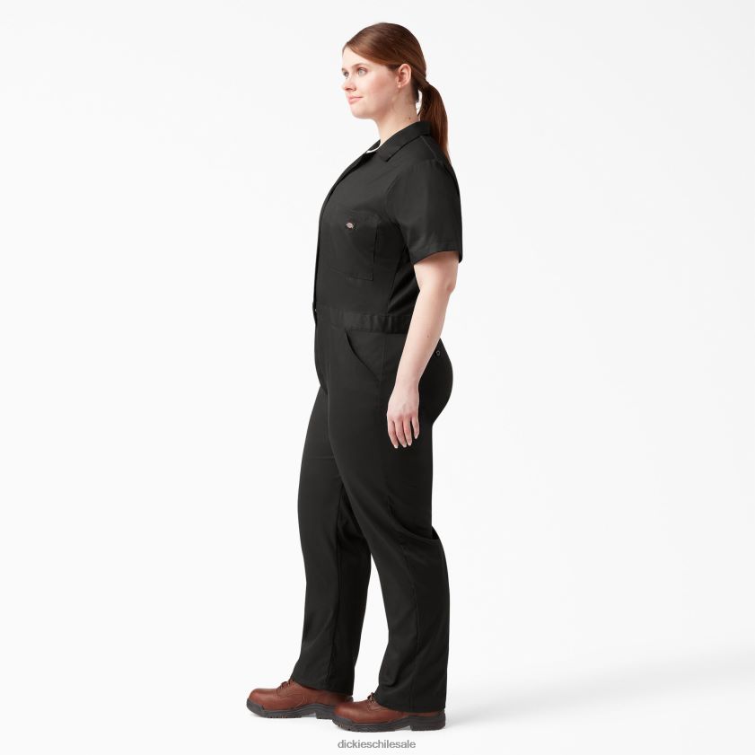 negro (negro) mujer más overoles flexibles de manga corta para refrigeración Dickies ropa de trabajo X4H0F1550