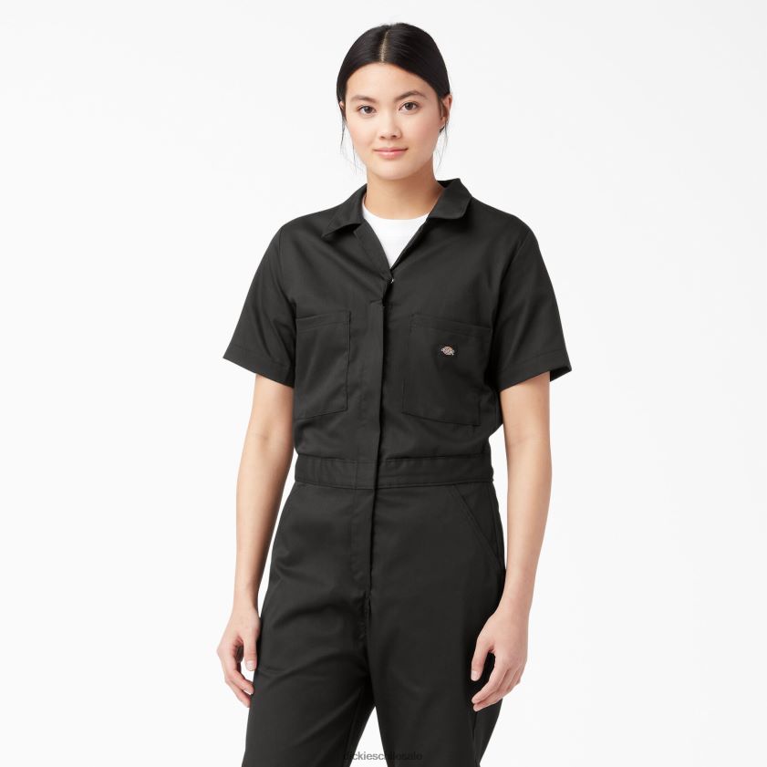 negro (negro) mujer overoles refrescantes de manga corta Dickies ropa de trabajo X4H0F1544