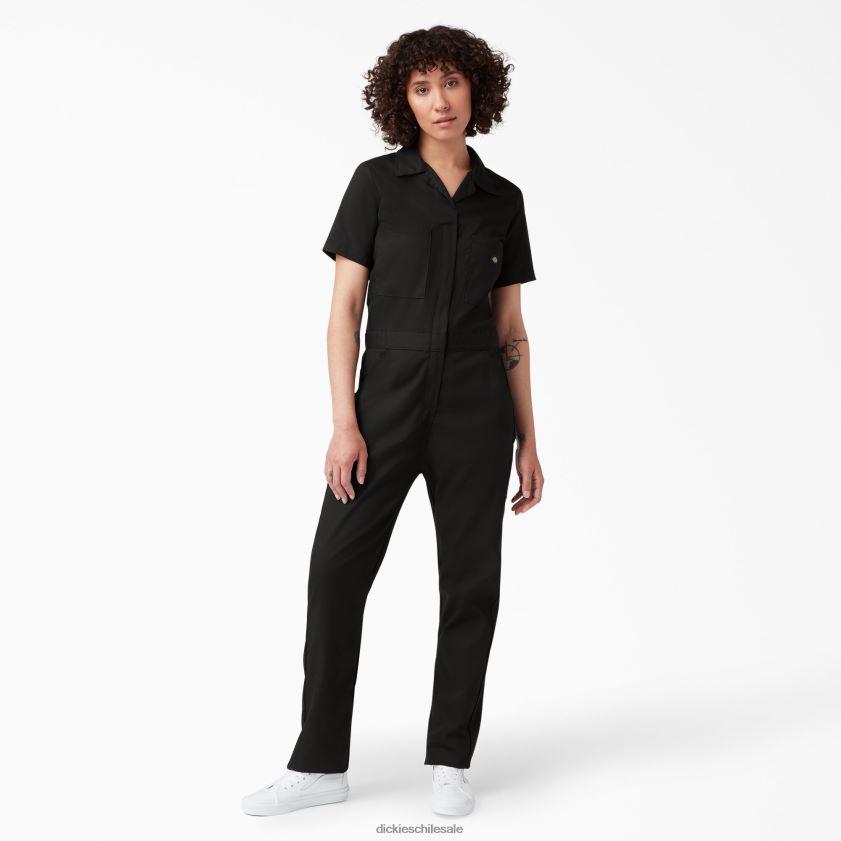 negro (negro) mujer overoles refrescantes de manga corta Dickies ropa de trabajo X4H0F1544