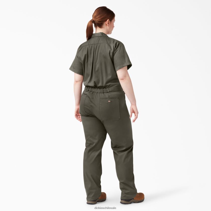 verde musgo (ms) mujer más overoles flexibles de manga corta para refrigeración Dickies ropa de trabajo X4H0F1553