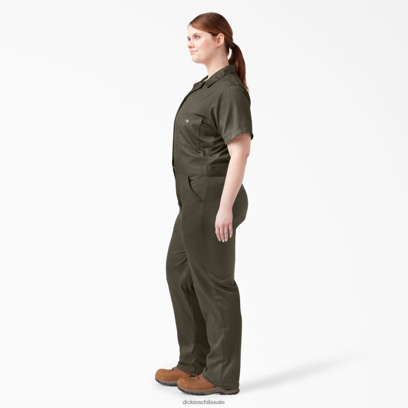 verde musgo (ms) mujer más overoles flexibles de manga corta para refrigeración Dickies ropa de trabajo X4H0F1553