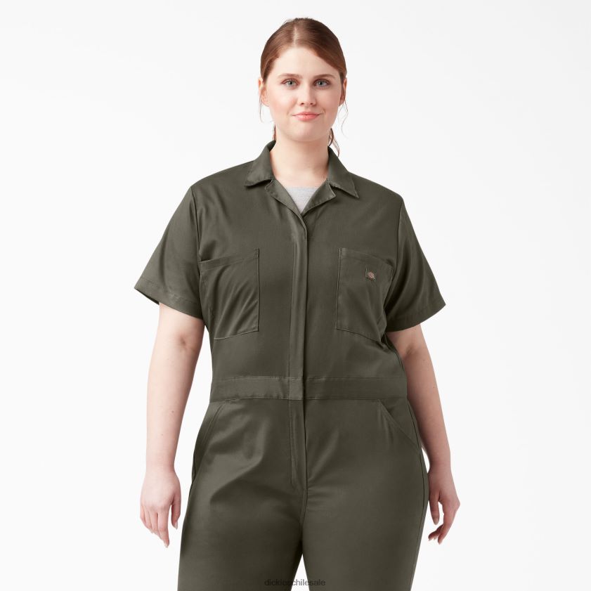 verde musgo (ms) mujer más overoles flexibles de manga corta para refrigeración Dickies ropa de trabajo X4H0F1553