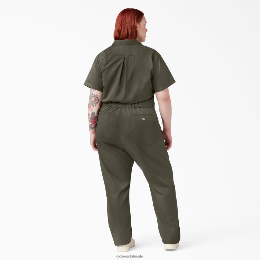 verde musgo (ms) mujer más overoles flexibles de manga corta para refrigeración Dickies ropa de trabajo X4H0F1553