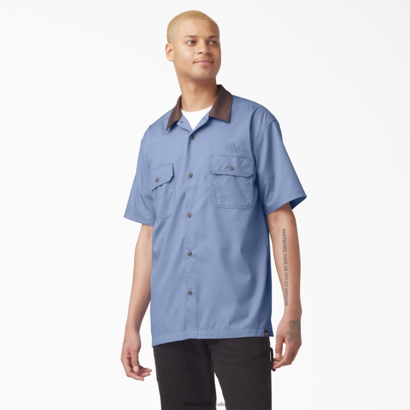 azul golfo (gb) hombres camisa de trabajo con cuello cuadrado de vincent alvarez Dickies ropa de trabajo X4H0F757