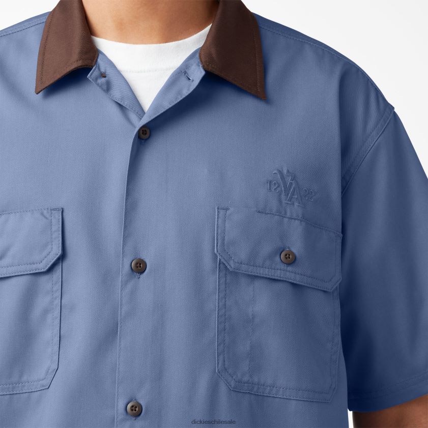 azul golfo (gb) hombres camisa de trabajo con cuello cuadrado de vincent alvarez Dickies ropa de trabajo X4H0F757
