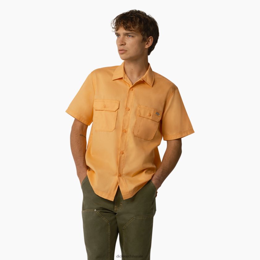 batido de papaya (mo2) hombres camisa madrás de trabajo de manga corta Dickies ropa de trabajo X4H0F762
