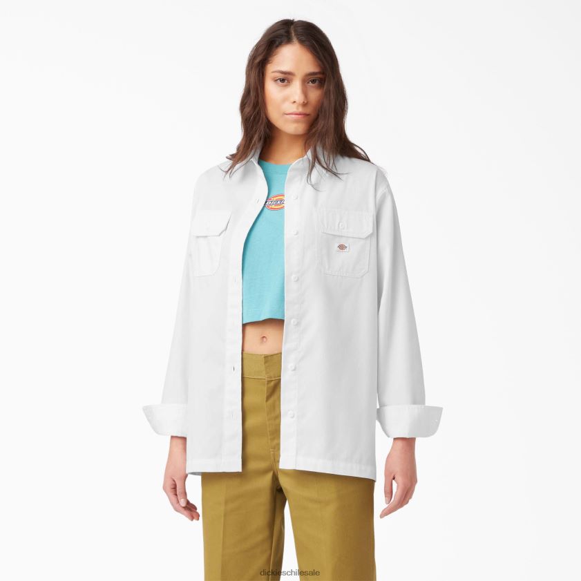 blanco (wh) mujer camisa de trabajo de manga larga con corte holgado Dickies ropa de trabajo X4H0F2009