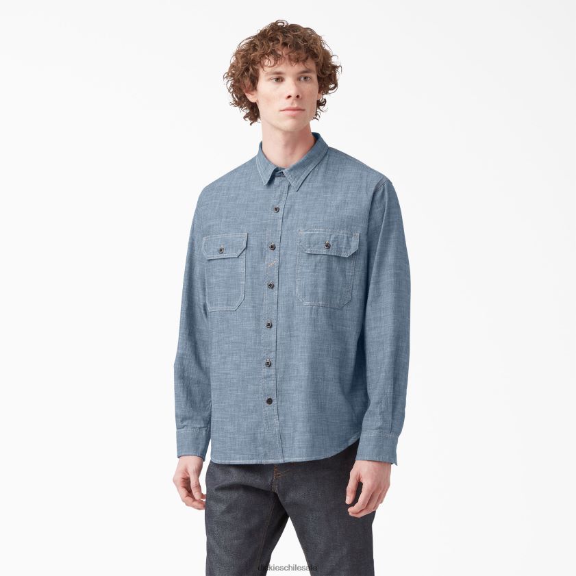 cambray azul enjuagado (rblc) hombres camisa de trabajo de manga larga de 1922 Dickies ropa de trabajo X4H0F917
