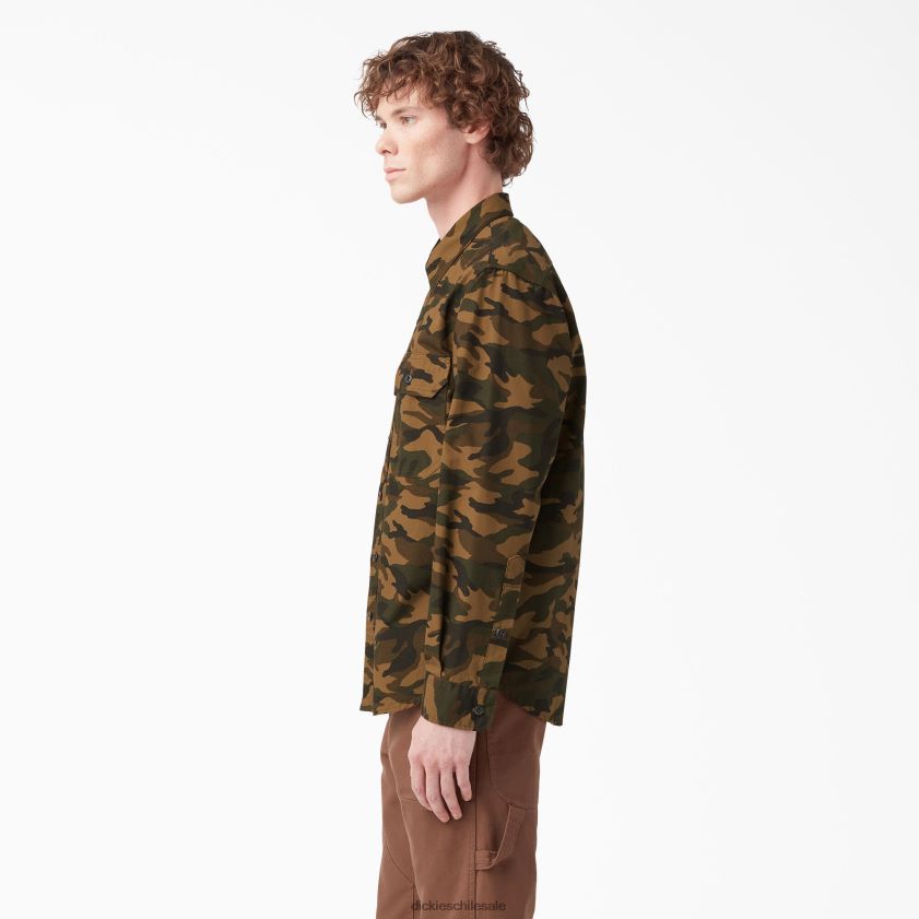 camuflaje marrón/negro enjuagado (rbbc) hombres camisa de trabajo de manga larga de 1922 Dickies ropa de trabajo X4H0F915