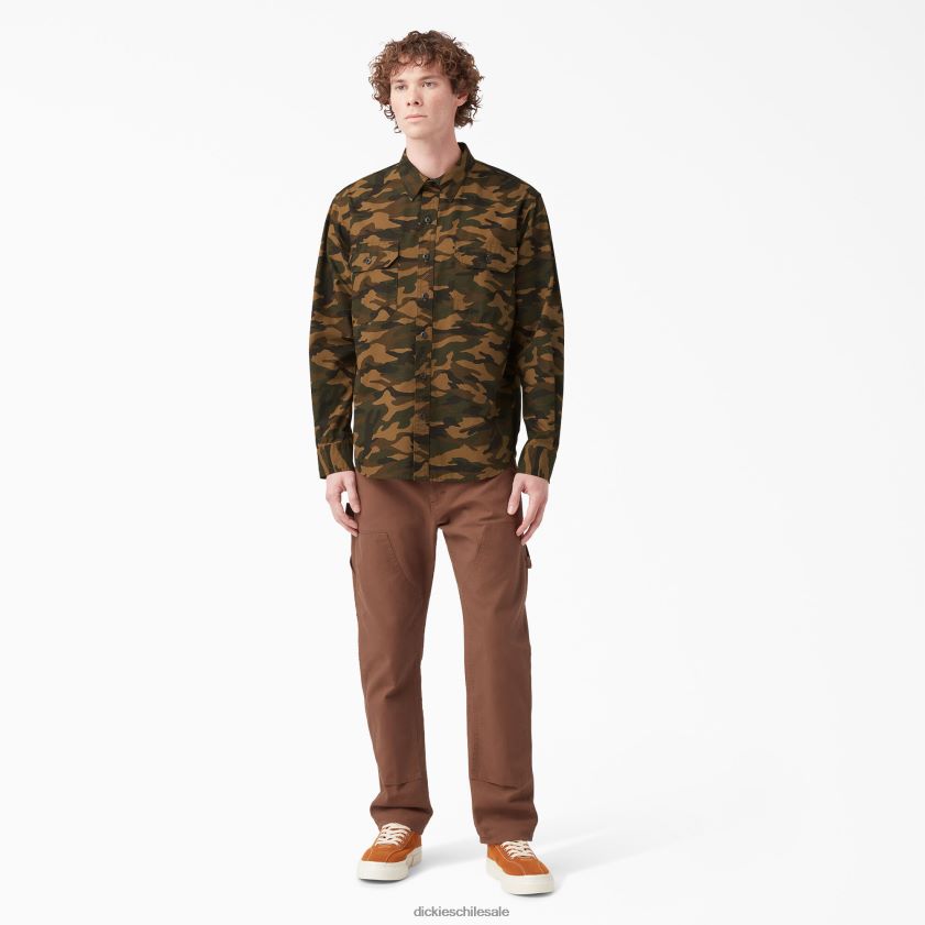 camuflaje marrón/negro enjuagado (rbbc) hombres camisa de trabajo de manga larga de 1922 Dickies ropa de trabajo X4H0F915
