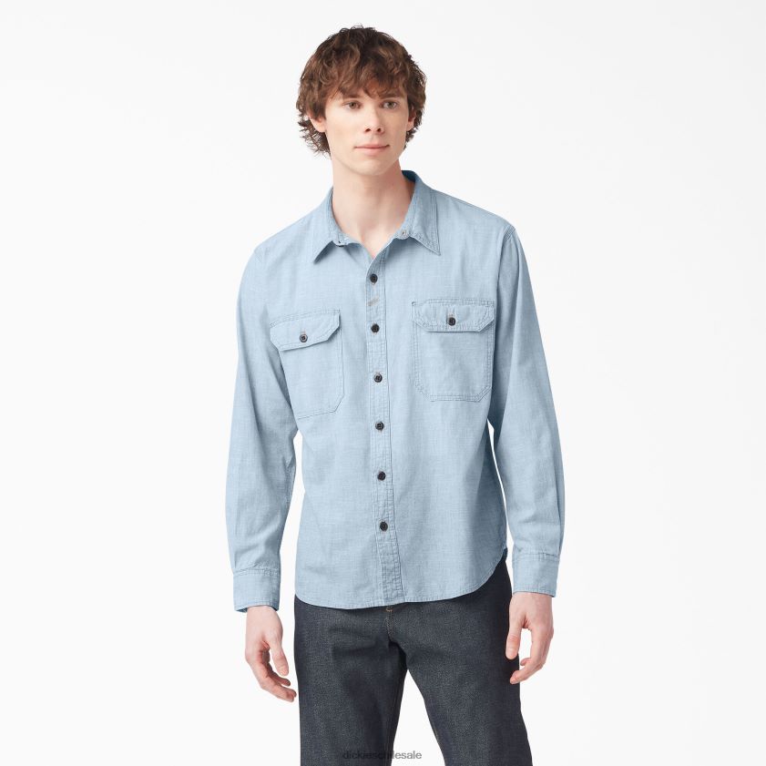 chambray azul blanqueador (bblc) hombres camisa de trabajo de manga larga de 1922 Dickies ropa de trabajo X4H0F914
