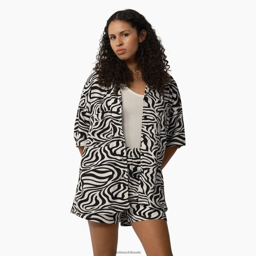 negro/blanco (bkwh) mujer camisa de trabajo con estampado de cebra Dickies ropa de trabajo X4H0F2105