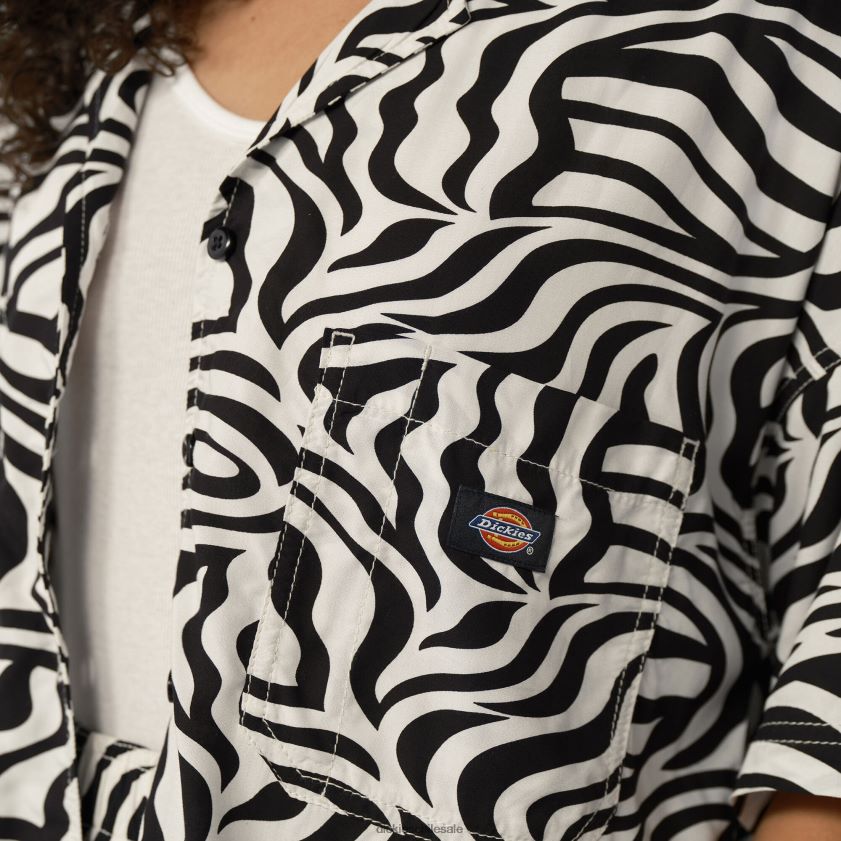 negro/blanco (bkwh) mujer camisa de trabajo con estampado de cebra Dickies ropa de trabajo X4H0F2105