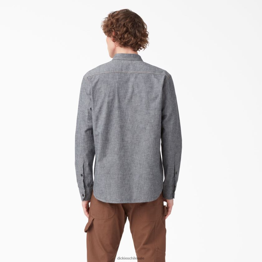 negro enjuagado (rbk) hombres camisa de trabajo de manga larga de 1922 Dickies ropa de trabajo X4H0F916