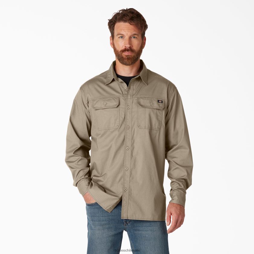 arena del desierto enjuagada (rds) hombres camisa de manga larga flexible con tejido ripstop Dickies ropa de trabajo X4H0F683