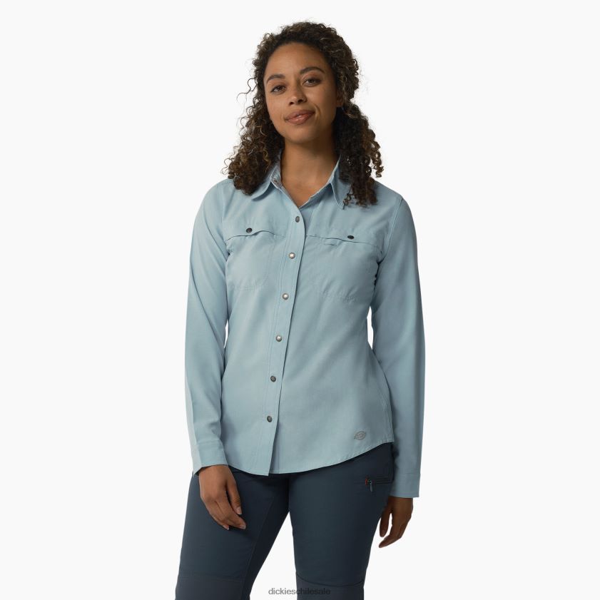 azul claro (eud) mujer camisa de trabajo refrescante con lengüeta enrollable Dickies ropa de trabajo X4H0F1675