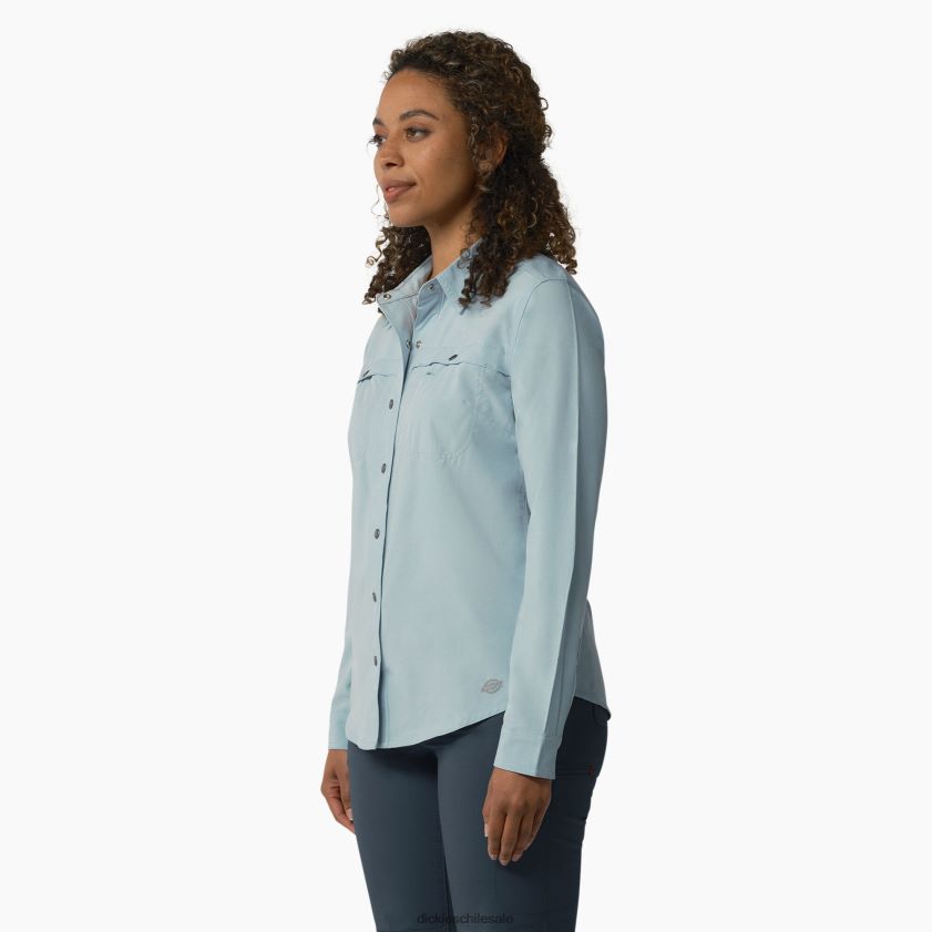 azul claro (eud) mujer camisa de trabajo refrescante con lengüeta enrollable Dickies ropa de trabajo X4H0F1675