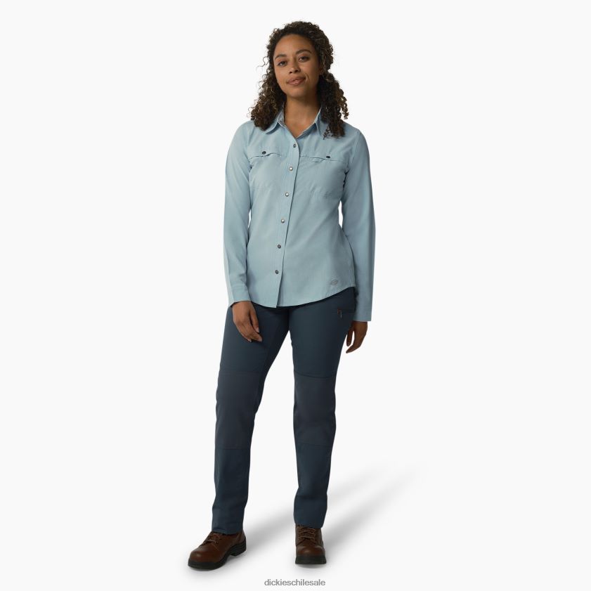 azul claro (eud) mujer camisa de trabajo refrescante con lengüeta enrollable Dickies ropa de trabajo X4H0F1675