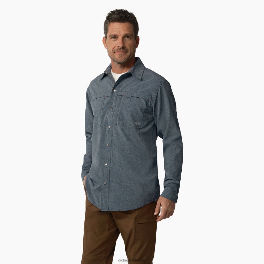 azul de la fuerza aérea (afd) hombres camisa de trabajo refrescante de manga larga Dickies ropa de trabajo X4H0F674