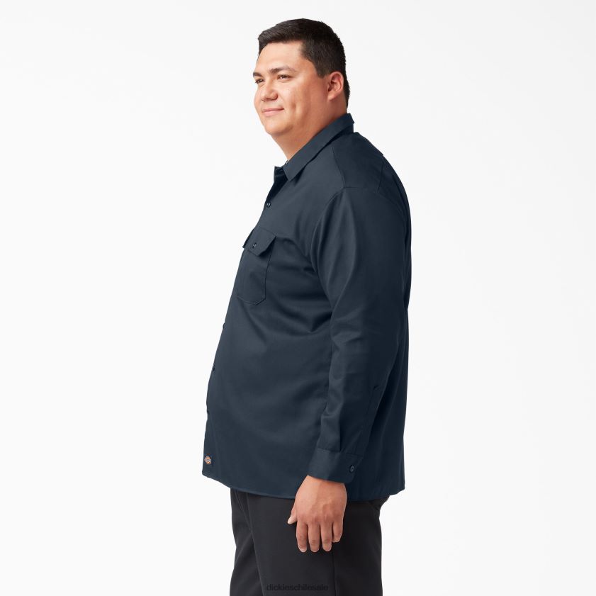 azul marino oscuro (dn) hombres camisa de trabajo de manga larga Dickies ropa de trabajo X4H0F560