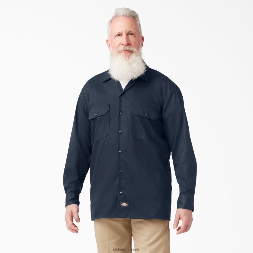 azul marino oscuro (dn) hombres camisa de trabajo de manga larga con corte holgado Dickies ropa de trabajo X4H0F642