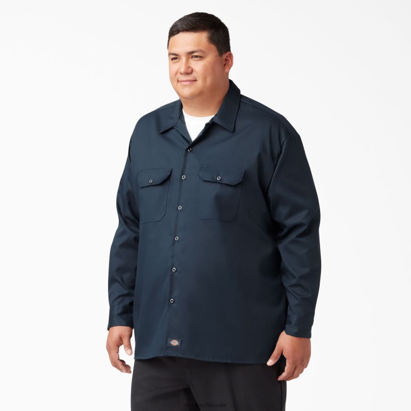azul marino oscuro (dn) hombres camisa de trabajo de manga larga con corte holgado Dickies ropa de trabajo X4H0F642