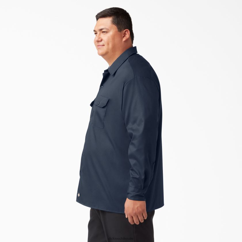 azul marino oscuro (dn) hombres camisa de trabajo de manga larga con corte holgado Dickies ropa de trabajo X4H0F642