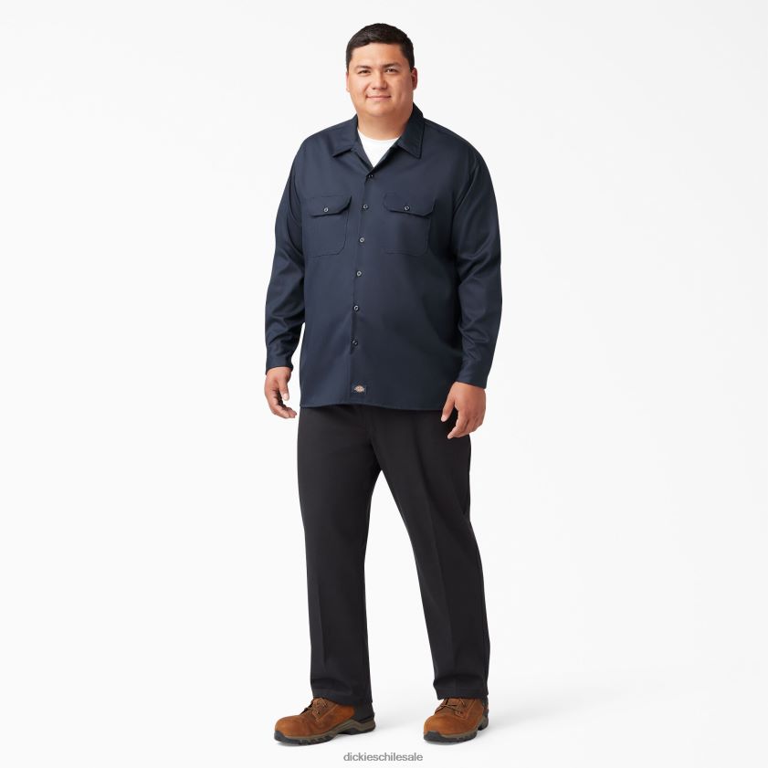 azul marino oscuro (dn) hombres camisa de trabajo de manga larga con corte holgado Dickies ropa de trabajo X4H0F642